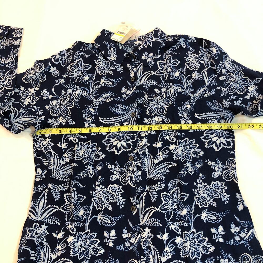 NWT Tommy Bahama Delft Floral Linen Blend Boyfriend Shirt - Picture 6 of 10